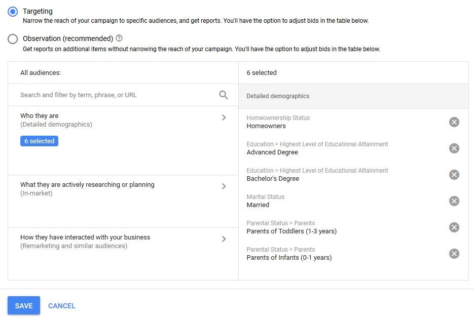 “定位”广告受众页面