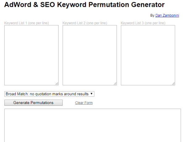 AdWord & SEO Keyword Permutation Generator